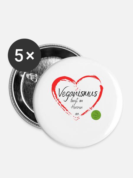 Veganismus - Buttons klein 25 mm (5er Pack) - Weiß