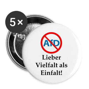 Gegen AfD! Vielfalt statt Einfalt - Buttons klein 25 mm (5er Pack) - Weiß - Vorne
