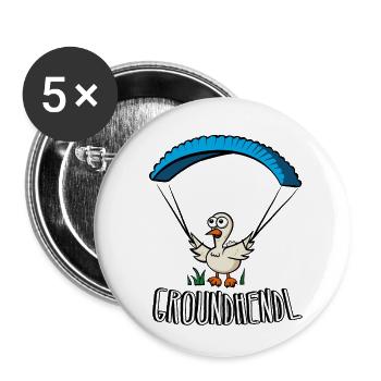 Groundhendl Groundhandling Hendl Paragliding Huhn - Buttons klein 25 mm (5er Pack) - Weiß - Vorne
