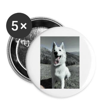 Chien de berger blanc - Lot de 5 petits badges (25 mm) - blanc - Devant