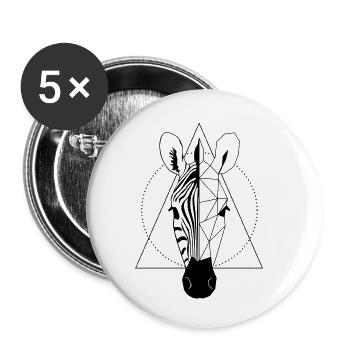 Zebra - Buttons klein 25 mm (5er Pack) - Weiß - Vorne