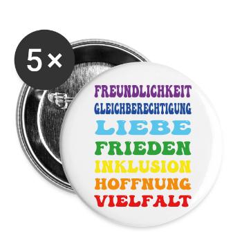 regenbogen csd diversity - Buttons klein 25 mm (5er Pack) - Weiß - Vorne