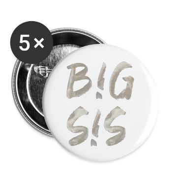 big sis SChrift grande sœur rengaine enfants - Lot de 5 petits badges (25 mm) - blanc - Devant