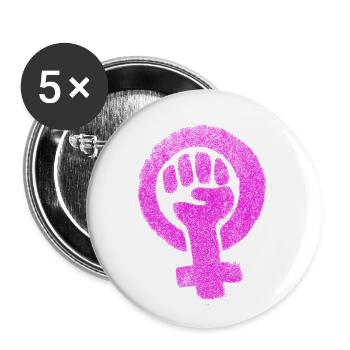 Féministe Emancipation Féministe Féminisme Égalité - Lot de 5 petits badges (25 mm) - blanc - Devant