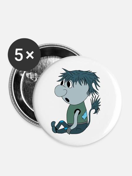 Blue Troll - Buttons klein 25 mm (5er Pack) - Weiß