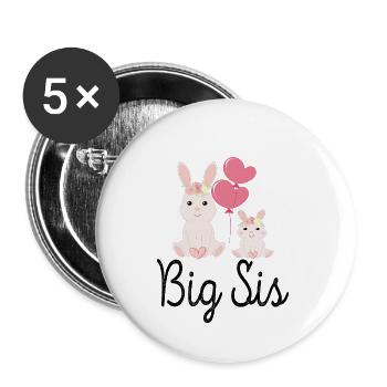 Big Sis frères grands lapins de soeur - Lot de 5 petits badges (25 mm) - blanc - Devant