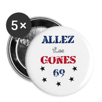 Allez les gones - Lot de 5 petits badges (25 mm) - blanc - Devant