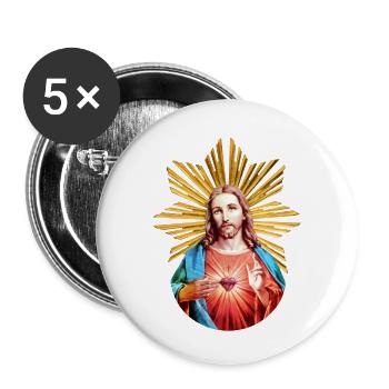 Jesus Christ | Jesus Christus Xmas Heiligenschein - Buttons klein 25 mm (5er Pack) - Weiß - Vorne