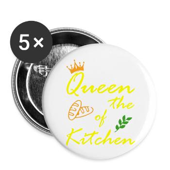 Cuisiner cuisiner Kitchen de la nourriture - Lot de 5 petits badges (25 mm) - blanc - Devant