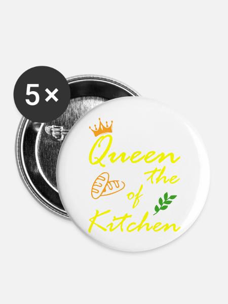 Kochen backen Food Kitchen - Buttons klein 25 mm (5er Pack) - Weiß