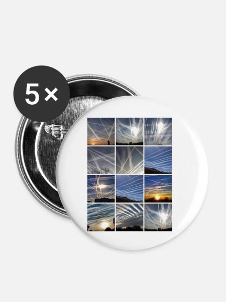Chemtrails Wolken - Buttons klein 25 mm (5er Pack) - Weiß