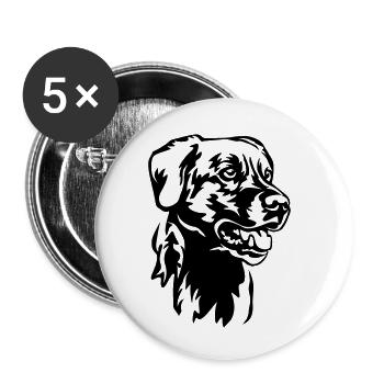 Tête de labrador - Lot de 5 petits badges (25 mm) - blanc - Devant