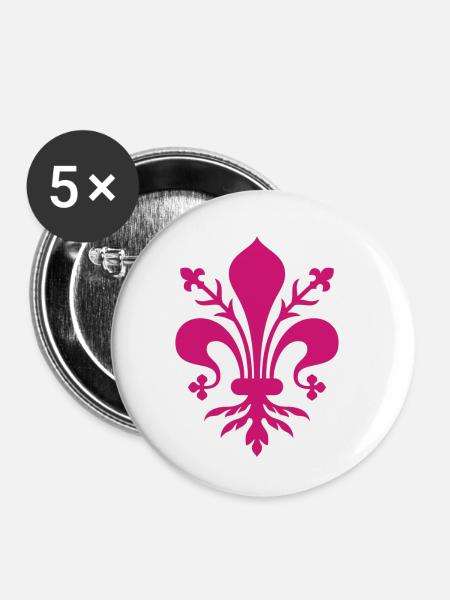 Lila Mädchen - Buttons klein 25 mm (5er Pack) - Weiß