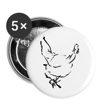Poule - Dessin / POULET - Lot de 5 petits badges (25 mm) - blanc - Devant