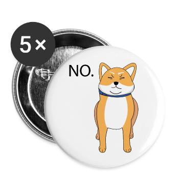 Chien Shiba Inu - NO - promener maîtres maîtresse Dog - Lot de 5 petits badges (25 mm) - blanc - Devant