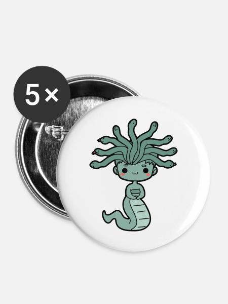 Medusa - Buttons klein 25 mm (5er Pack) - Weiß