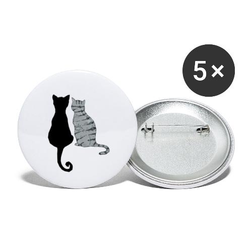 Chats noir et gris - Lot de 5 petits badges (25 mm)