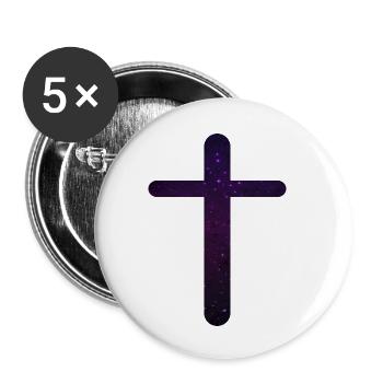 CROIX FOI CHRÉTIENNE - Lot de 5 petits badges (25 mm) - blanc - Devant