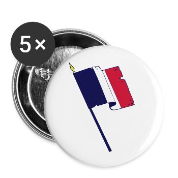 drapeau français - Lot de 5 petits badges (25 mm) - blanc - Devant