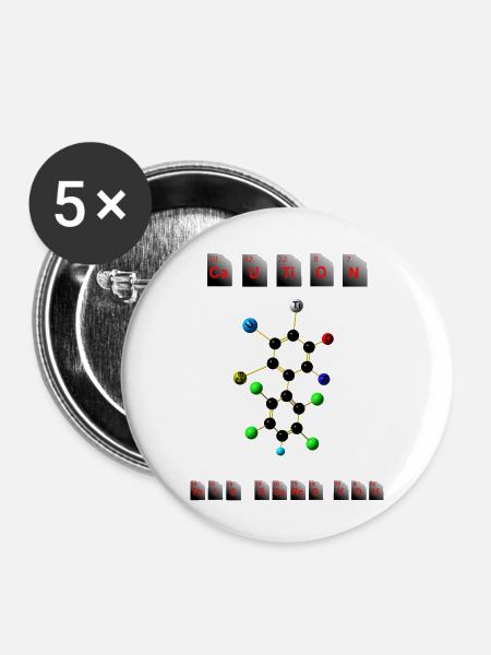 Caution - Buttons klein 25 mm (5er Pack) - Weiß