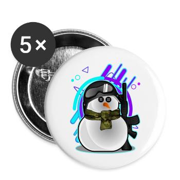 militärischer Schneemann - Buttons klein 25 mm (5er Pack) - Weiß - Vorne