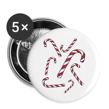 Canne à bonbons - Lot de 5 petits badges (25 mm) - blanc - Devant