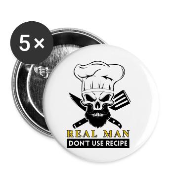 koch bart skelett chefkoch bärtig totenkopf chef - Buttons klein 25 mm (5er Pack) - Weiß - Vorne