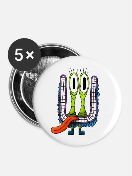 Monster 1 - Buttons klein 25 mm (5er Pack) - Weiß