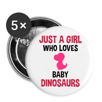 Juste une fille qui aime les bébés dinosaures - Lot de 5 petits badges (25 mm) - blanc - Devant