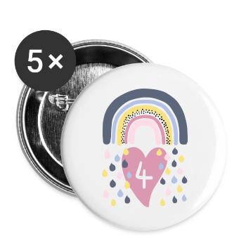 Rainbow 4th Birthday - Buttons small 1''/25 mm (5-pack) - white - Front