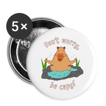 Capybara Méditation capybara dicton drôle - Lot de 5 petits badges (25 mm) - blanc - Devant