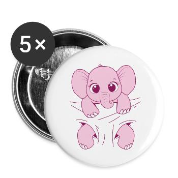 Baby Elefant tragen rosa Elefantenbaby Babyelefant - Buttons klein 25 mm (5er Pack) - Weiß - Vorne