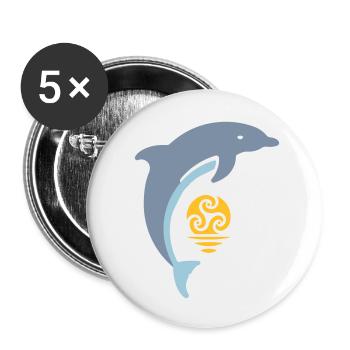 Dauphin tribal - Lot de 5 petits badges (25 mm) - blanc - Devant