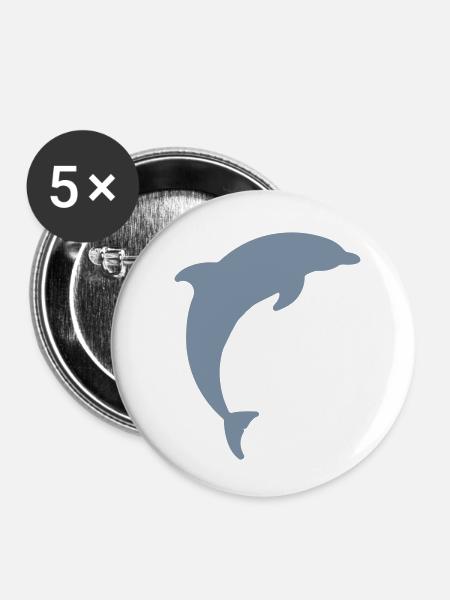 dolphin logo - Buttons klein 25 mm (5er Pack) - Weiß
