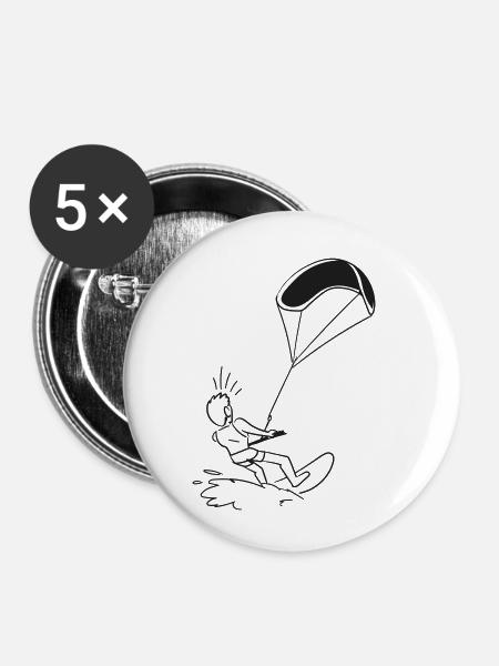 Kite Surfer / Kiter - Buttons klein 25 mm (5er Pack) - Weiß