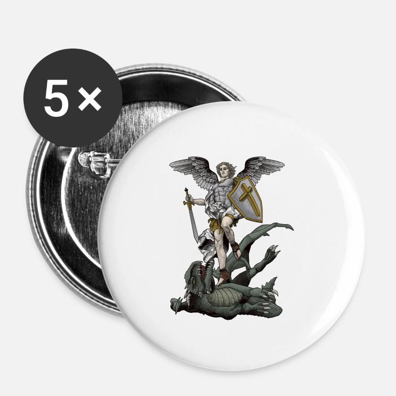 Sankt Michael der Erzengel - Buttons klein 25 mm (5er Pack) - Weiß