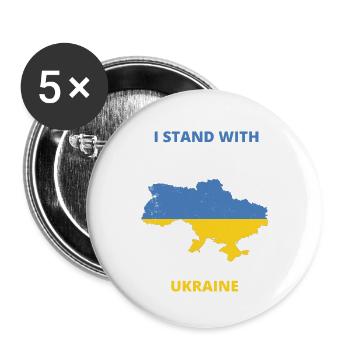 I stand with Ukraine - Buttons small 1''/25 mm (5-pack) - white - Front