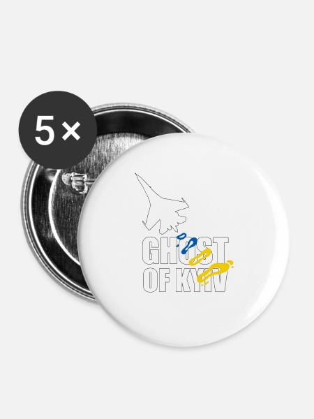 Geist von Kiew - Buttons klein 25 mm (5er Pack) - Weiß