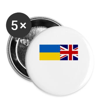 Solidarität mit der Ukraine - Buttons klein 25 mm (5er Pack) - Weiß - Vorne