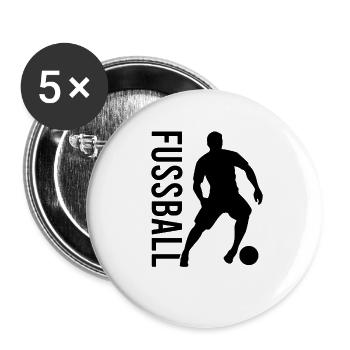 Fußball Fussball - Buttons klein 25 mm (5er Pack) - Weiß - Vorne