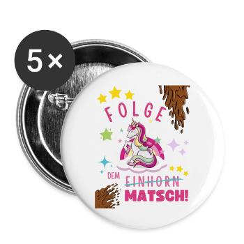 Muddy run shirt mud Matsch Lauf Einhorn obstacle - Buttons klein 25 mm (5er Pack) - Weiß - Vorne