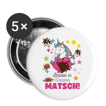 Muddy run shirt mud Matsch Lauf Einhorn Team Frau - Buttons klein 25 mm (5er Pack) - Weiß - Vorne