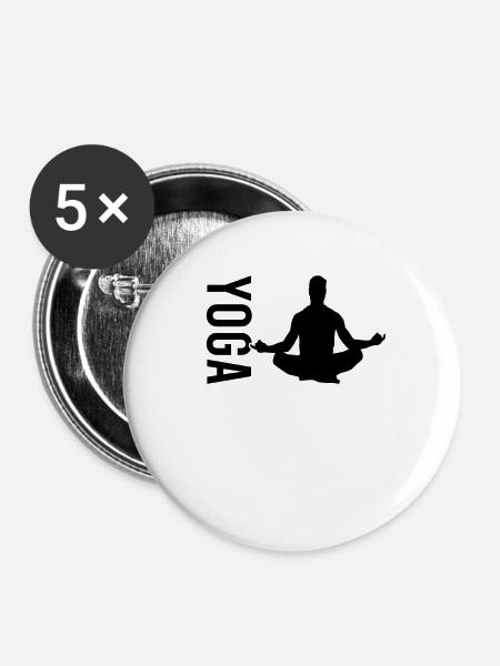 Yoga Meditation - Buttons klein 25 mm (5er Pack) - Weiß