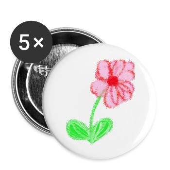 Red flower hand-painted abstract flower pixel - Buttons small 1''/25 mm (5-pack) - white - Front