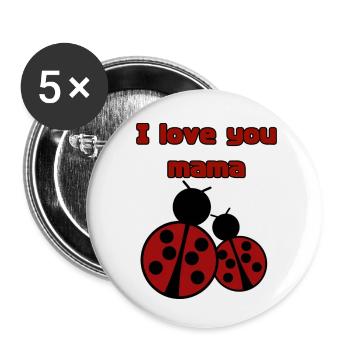 I love you mom - ladybug - Buttons small 1''/25 mm (5-pack) - white - Front