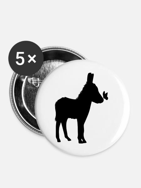 Donkey Esel - Buttons klein 25 mm (5er Pack) - Weiß