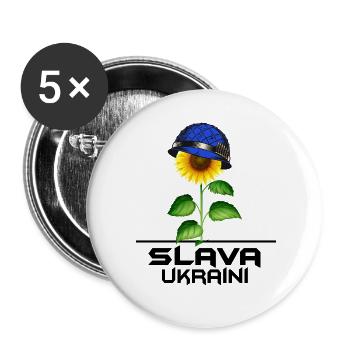ukraine sunflower slava ukraini blue-yellow - Buttons small 1''/25 mm (5-pack) - white - Front