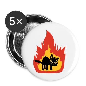 Burning hot cat - Buttons small 1''/25 mm (5-pack) - white - Front
