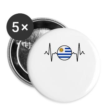 Uruguay Heartbeat - Buttons small 1''/25 mm (5-pack) - white - Front