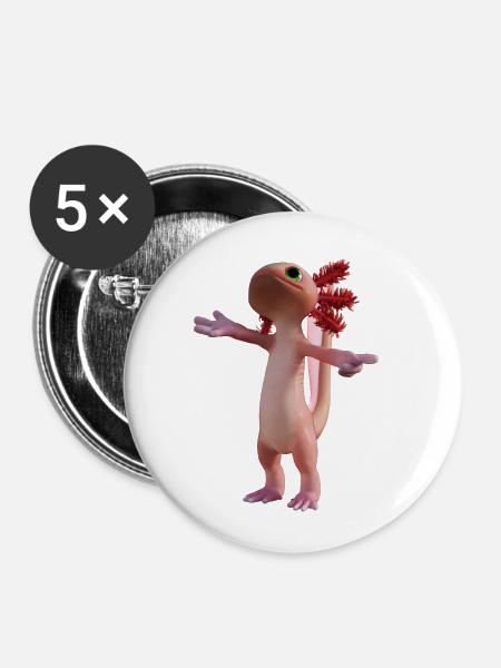 Axolotl - Buttons klein 25 mm (5er Pack) - Weiß